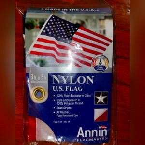 American Flag made in USA by Annin flag makers. Size 3 ft by 5 ft. NIB